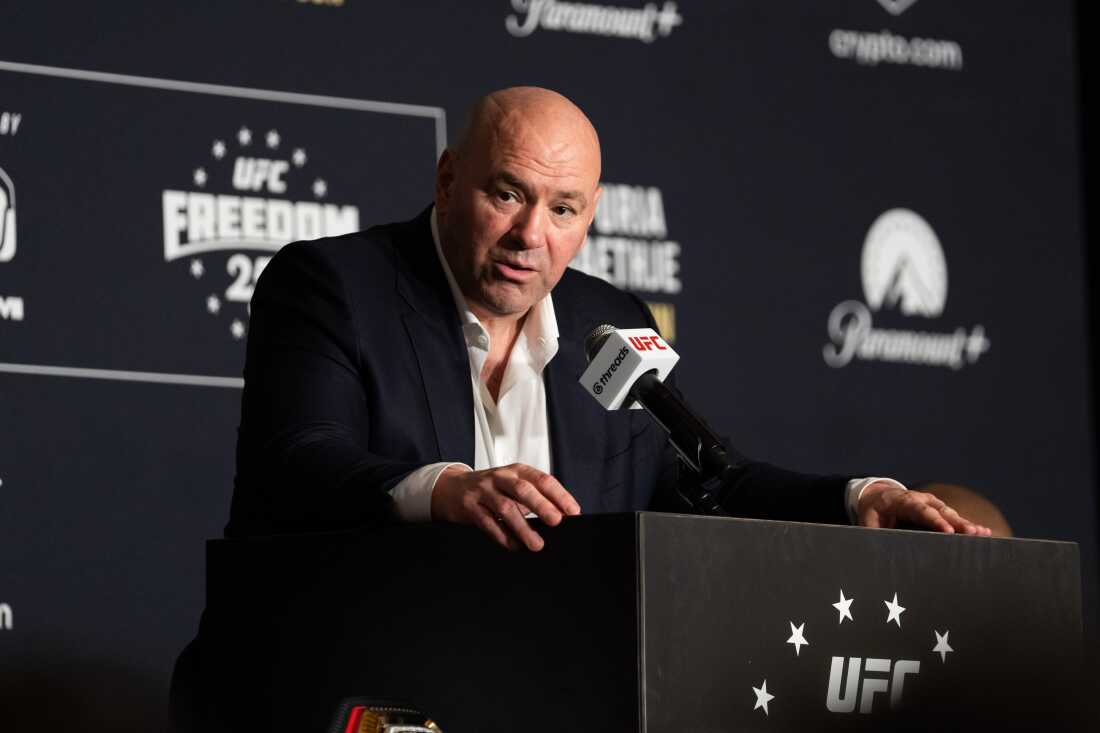 UFC 总裁兼首席执行官达纳·怀特 (Dana White) 于 2026 年 6 月 15 日星期一在华盛顿出席 UFC Freedom 250 比赛后举行的新闻发布会。